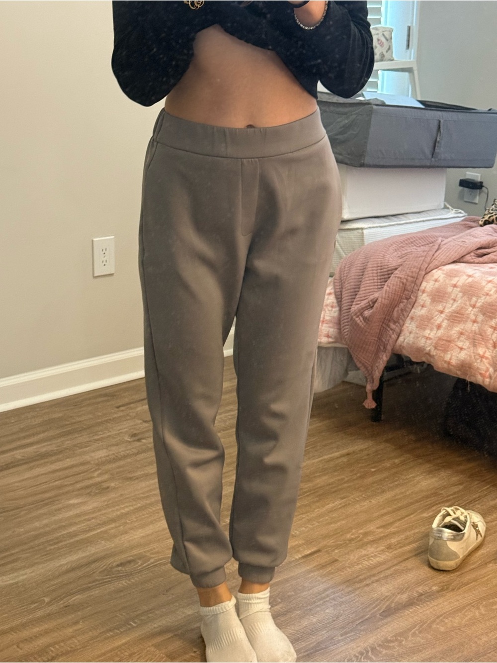 Zara Taupe High-Waist Jogger Pants